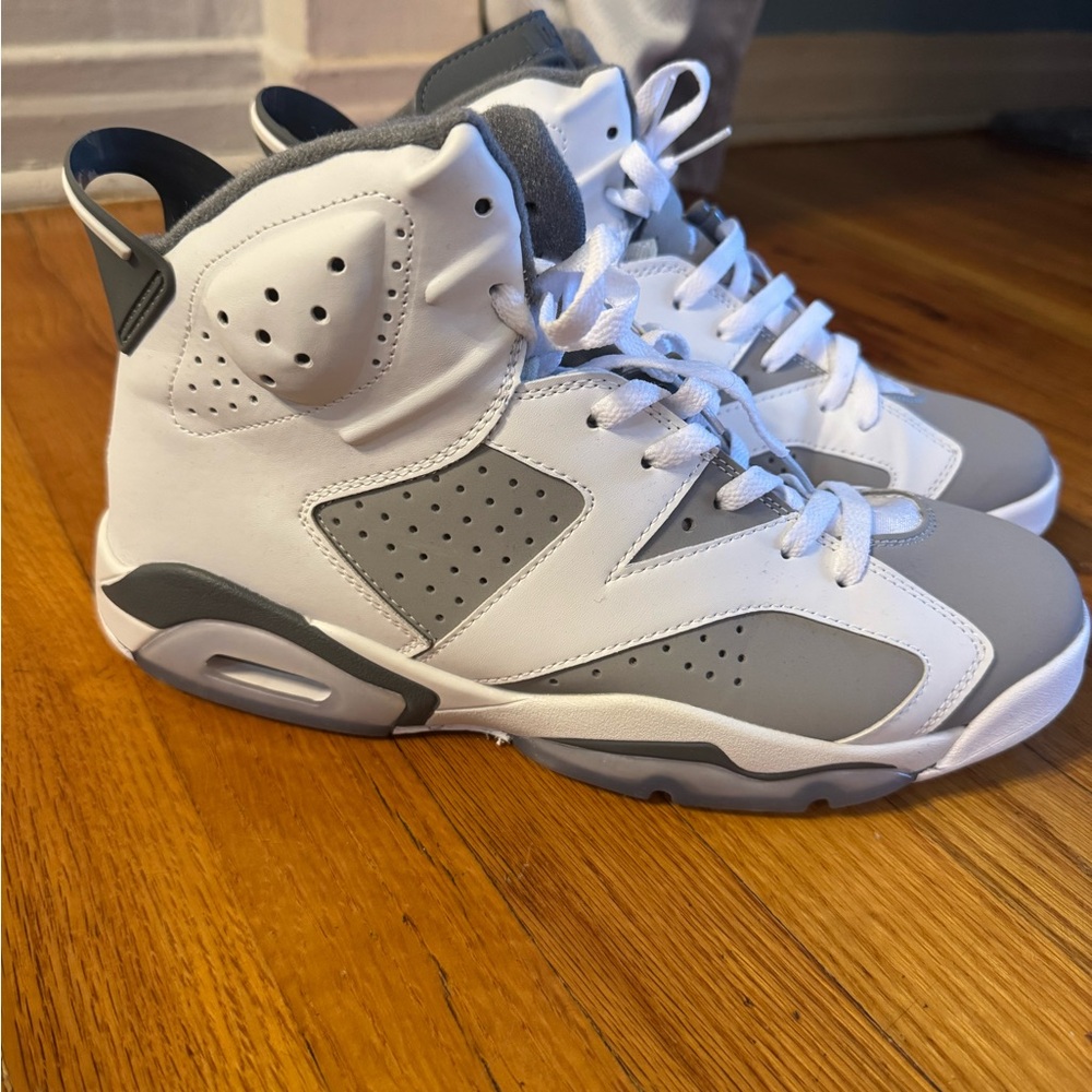 Air Jordan Retro 6 White and Gray High-Top Sneakers with Air Cushioning